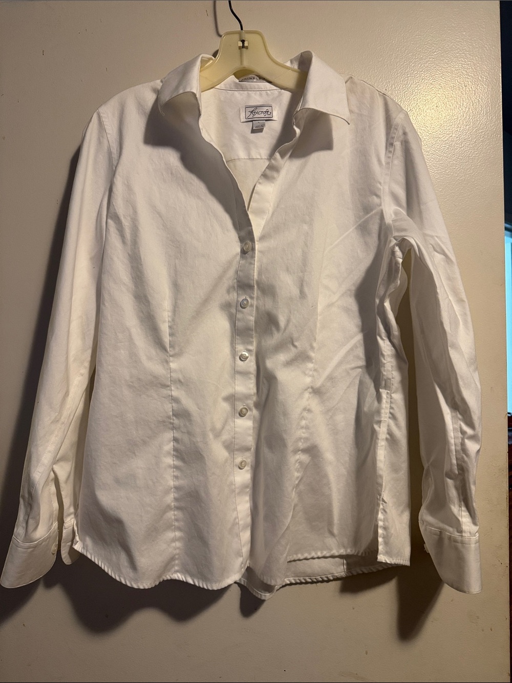 Foxcroft White Collared Button-Front Blouse